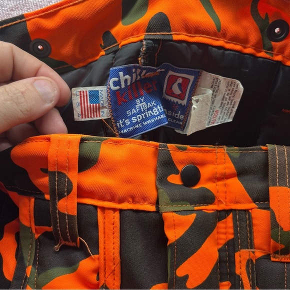 Camo Camouflage Orange Hunting Pants SafTbak Chiller Killer Mens 30-32 USA - Picture 3 of 11